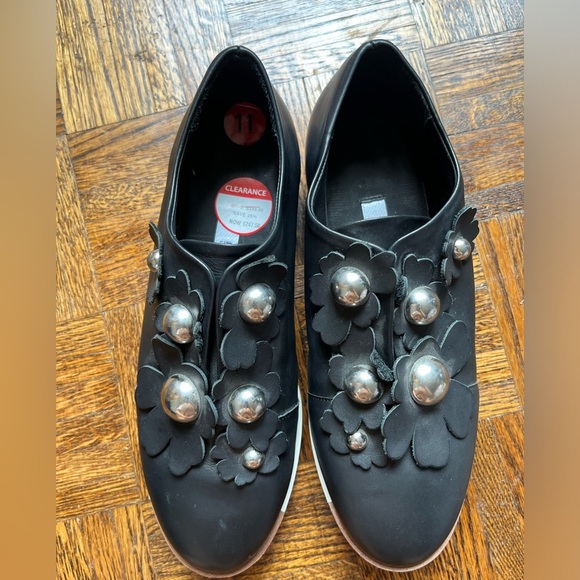 MIISTA London Leather Black and white Studded Flower  Loafers size 11 - Picture 10 of 14
